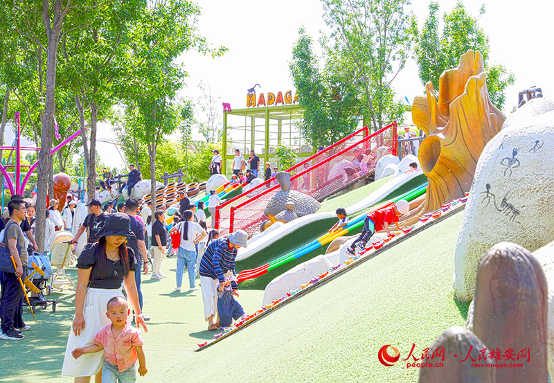 15月1日，節假日期間，占地數百畝的雄安辛瑪動物樂園迎來了家庭出游“熱潮”。投喂小動物、綠地露營以及豐富的游樂設施吸引了不少游客前來